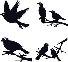 Set of black bird silhouettes, Birds icon set vector