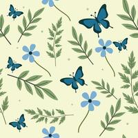 butterfly with leaf or flower pattern illustration banner design or wallpaper design or pattern design with off white background vector