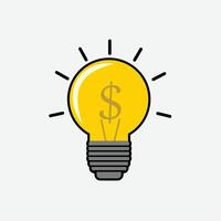 Electric bulb with dollar sign illustrations design or Business idea icon with dollar sign with yellow and black color with gray background vector