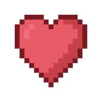 Red heart in pixel art style on a white background. vector