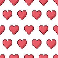 Seamless pattern with red pixel hearts on a white background. Pattern for Valentine's Day. Symbol of love. vector