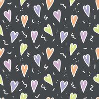 Seamless pattern with colored hearts on a dark gray background. Universal pattern with simple shapes. illustration vector