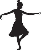 Girl Dancing Pose Silhouette Isolated on White Background vector