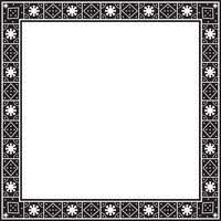 square black monochrome border, frame, Pompeii. Rectangle Neopolitan ornament. Art of Ancient Rome. Template for stained glass vector