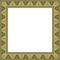 green with gold square gothic ornament. Medieval European rectangle, border. Classic pattern of the Germans, Angles, Saxons, Franks. vector