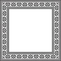 square black monochrome ancient Russian ornament. Slavic rectangle, border, frame. Painting of the royal chambers. vector