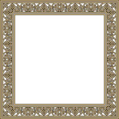square gold with black border, frame, Pompeii. Rectangle Neopolitan ornament. Art of Ancient Rome. Template for stained glass
