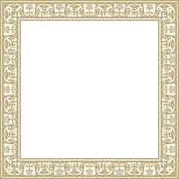 square gold border, frame, Pompeii. Rectangle Neopolitan ornament. Art of Ancient Rome. Template for stained glass vector