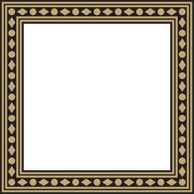square gold and black ancient Russian ornament. Slavic rectangle, border, frame. Painting of the royal chambers.