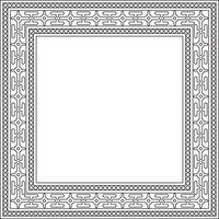 square black contour ancient Russian ornament. Slavic rectangle, border, frame. Painting of the royal chambers. vector