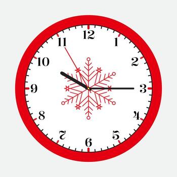 Classic Snowflake Wall Clock. A simple yet elegant Christmas wall clock featuring a traditional snowflake design. erfect for adding a touch of classic holiday charm to any room. vector
