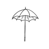 Open umbrella sketch. graphic line illustration hand drawn isolated. Black and white doodle. Parasol symbol. Weather signs. Item for protection from rain. Clipart for card, print, website, logo vector