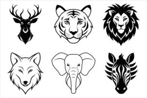 Wild animals head vector