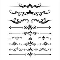 Set of decorative scroll and border elements vector