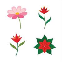 Four different flowers are shown in different colors vector