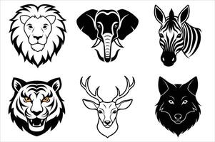 Wild animals head vector