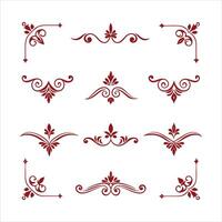 Decorative red floral design elements vector
