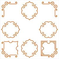 A set of decorative frames in orange vector