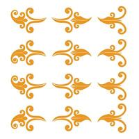 A set of decorative orange swirls on a white background vector
