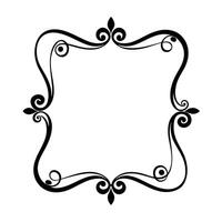 A black and white square frame with swirls vector