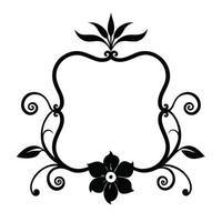 A black and white floral frame with a flower vector