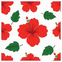 A red hibiscus flower pattern on a white background vector