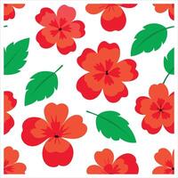 Red flowers and leaves on a white background vector