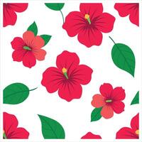 A red hibiscus flower pattern on a white background vector