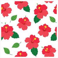 A red hibiscus flower pattern on a white background vector