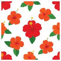 A pattern with red and orange flowers on a white background vector