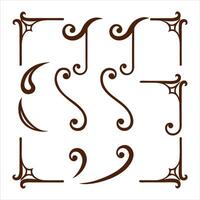 A set of decorative letters and numbers in brown vector