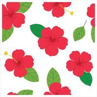 A red hibiscus flower pattern on a white background vector