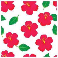 A red hibiscus flower pattern on a white background vector