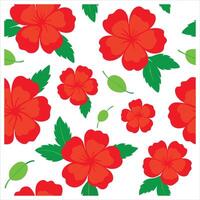 Red flowers and leaves on a white background vector