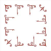 A set of decorative red and white swirls vector