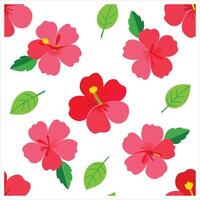 A red hibiscus flower pattern on a white background vector