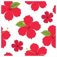 A red hibiscus flower pattern on a white background vector