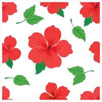 A red hibiscus flower pattern on a white background vector