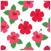 A red hibiscus flower pattern on a white background vector