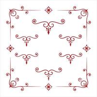 Red decorative frame with swirls vector