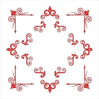 Red decorative frame with arrows and swirls vector