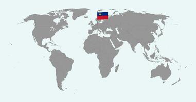 Pin map with Liechtenstein flag on world map. illustration. vector