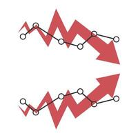 Fall and recovery chart, statistics arrow. illustration. vector