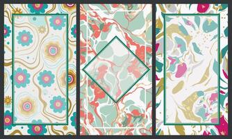 Abstract Floral Marble Texture Frame Background vector