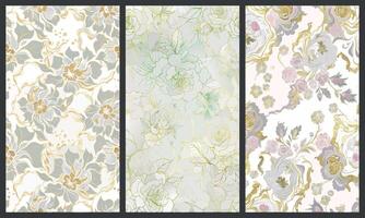 Abstract Floral Marble Texture Background Set vector