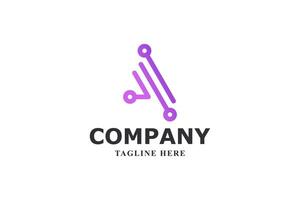logo letter a tech and networking vector