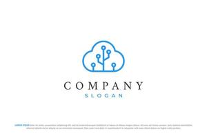 cloud tech and network modern logo vector