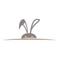 peeking rabbit icon logo design template vector