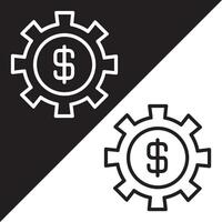 Setting or System icon, isolated on Black and white Background. vector