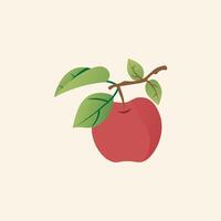 Red Apple with green leaves illustration vector
